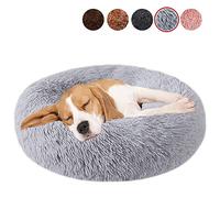 YMWD Cama calmante para perros y gatos grandes, medianos y pequeños, cama redonda de felpa antiansiedad, cama lavable de felpa cálida para gatos, parte inferior antideslizante, gris claro, 40 cm