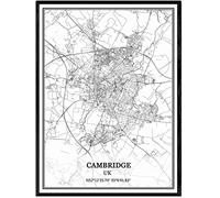 YMXCNM Cuadro sobre Lienzo,Cambridge UK Map Posters Prints Artwork Unframed Pictures Modern Black and White Paintings Souvenir Gift Home Decor, 40X50Cm / 15.74X19.68 In