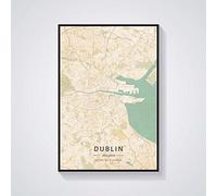 YMXCNM Cuadro sobre Lienzo,Dublín Irlanda Mapa Arte De Pared Lienzo Imprimir Póster Ilustración Sin Enmarcar Mapa Colorido Moderno Souvenir Regalo Decoración del Hogar, 30X40Cm / 11.81X15.74 In