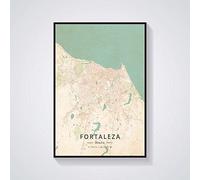 YMXCNM Cuadro sobre Lienzo,Fortaleza Brasil Mapa Arte De Pared Lienzo Imprimir Póster Obra De Arte Sin Enmarcar Mapa Colorido Moderno Souvenir Regalo Decoración del Hogar, 10X15Cm / 3.93X5.90 In