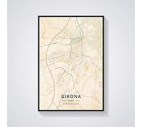 YMXCNM Cuadro sobre Lienzo,Girona España Mapa De La Ciudad Impresiones Carteles Pintura Mural Colorido Arte Pintura Rectángulo Pop Artwork For Living Room Bedroom Home Decor,70X100Cm/27.55X39.37 In