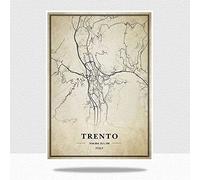 YMXCNM Cuadro sobre Lienzo,Italia Trento Vintage City Map Posters Prints Artwork Unframed Pictures Modern Personalization Paintings Christmas Souvenir Gift Home Decor,9X11Cm/ 3.54X4.33 In