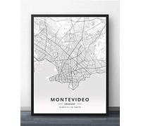YMXCNM Cuadro Sobre Lienzo,Montevideo Uruguay City Map Prints Posters Wall Painting Retro Art Painting Rectangle Pictures Pop Artwork For Living Room Bedroom Home Decor,70X100Cm/27.55X39.37 In