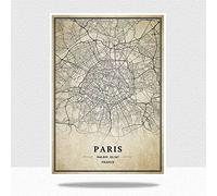 YMXCNM Cuadro Sobre Lienzo,Paris Map Wall Pictures Prints Large Posters Vintage City Paintings Art Rectangle Pop Murals Artwork For Home Decor,50X70Cm/ 19.68X27.55 In