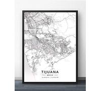 YMXCNM Cuadro Sobre Lienzo, Tijuana Mexico City Map Prints Posters Wall Painting Retro Art Painting Rectangle Pictures Pop Artwork For Living Room Bedroom Home Decor,40X50Cm/15.74X19.68 In