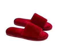 YMXLWHBD Mujer Casa Zapatillas Casa De Otoño E Invierno Calientes Zapatillas De Piel Abiertas para Damas Zapatillas Caseras De Interior-burdeos-36-37