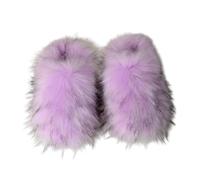 YMXLWHBD Mujer Casa Zapatillas De Felpa Fina Suela Plana Con Puntera Larga Y Talla Grande-púrpura-38-39