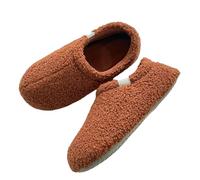 YMXLWHBD Mujer Casa Zapatillas Teddy Terciopelo Tacón Completo Antideslizante Silencioso Hombres Y Mujeres Estilo Pareja En Casa-marrón-7-8 38-39