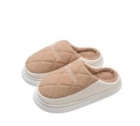YMXLWHBD Mujer Casa Zapatillas Zapatillas De Algodón para Mujeres Invierno Invierno Interior Suele Gruesa Más Terciopelo Zapatillas Impermeables Tibias-caqui-38-39