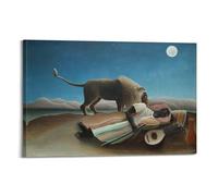 YMXSDIMDS Póster de pintura de Henri Rousseau de Henri Rousseau de The Sleeping Gypsy 1897, lienzo y arte de pared, impresión moderna para decoración de dormitorio familiar, 20 x 30 cm