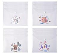 Ymxygz 12 Uds A4 Carteras De Plástico para Documentos Sobres Lindos Dibujos Animados Popper Carteras Carpetas Transparentes Archivos De Documentos Carteras