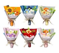 Ymxygz 6 Piezas De Tulipanes Artificiales De Ganchillo, Flores Artificiales Tejidas a Mano Y Preservadas para Siempre.