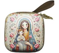 Ymxygz Estuche para Rosario Católico, Estuche con Cremallera para Rosario con Oración De Virgen María Y Jesús, Pequeño Estuche Cuadrado para Guardar Rosarios, Joyero Religioso.