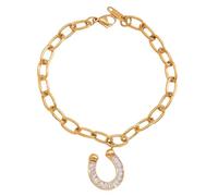 YMYDRCRPO Pulsera de cuentas con charm delicado colgante cúbico de circonia en forma de herradura de papel clip de papel chapado en oro para la muñeca joyería ajustable para mujeres y niñas