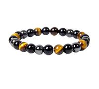 YMYDRCRPO Pulseras coloridas Obsidiana negra natural Hematita Cuentas ojo de tigre para hombres para mujeres Joyería del alma Pulsera Hombre Cadena ajustable Accesorios