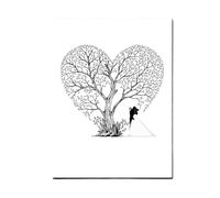 YMYGCC Amante árbol de Huellas Dactilares DIY Firma Invitados Lienzo Pintura for decoración Fiesta Eventos Aniversario Boda(T1CP012)