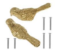 YMYGCC De 2 a 6 piezas de manijas for gabinetes, for puertas armarios y cajones, creativas latón con forma pájaro, for(Gold 6pcs)