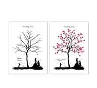 YMYGCC Libro de Invitados con árbol Huellas Dactilares for Boda, Pintura Firma, Beso Pareja, Huella Digital, Mejores Deseos for Fiesta + Almohadilla Tinta(Color05,50x70cm 20x28inch)
