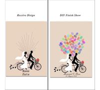 YMYGCC Libro de Invitados con árbol Huellas Dactilares for Boda, Pintura Firma, Beso Pareja, Huella Digital, Mejores Deseos for Fiesta + Almohadilla Tinta(Color01,40x60cm 16x24inch)