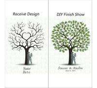 YMYGCC Libro de Visitas DIY Pintura en Lienzo árbol Huellas Dactilares Boda for decoración Fiesta(40x60cm 16x24inch,Style01)