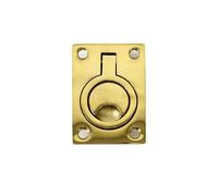 YMYGCC Marine 316 Stainless Steel Brass Plating Hatch Pull Handle with Mounting Screws Round Square Flush Lift Ring for Boat(62x44mm)