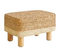 YMYNY 10.2'H Reposapies Salon Taburete Reposapiés Rectangular, Puf Escabel Reposapies de Seagrass Natural Tejido a tomana Mano, Mesa Auxiliar de Sofá para Salón Dormitorio, Blanco HBD043W