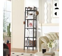 YMYNY 160CM Librería, Estantería de Escalera con 4 Ganchos, Estantería de 5 Niveles, para Salón Dormitorio Cocina Oficina en Casa, Estilo Industrial, Marco de Metálica, Negro HBC025B