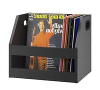 YMYNY Estante de Almacenamiento de Discos, Caja de álbumes de Vinilo con Mango, Organizador de Escritorio de Estantería LP Folder Records, álbumes, Negro, 38 × 29 × 29cm, HCD001B