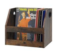 YMYNY Estante de Almacenamiento de Discos, Caja de álbumes de Vinilo con Mango, Organizador de Escritorio de Estantería LP Folder Records, álbumes, Marrón óxido, 38 × 29 × 29cm, HCD001H