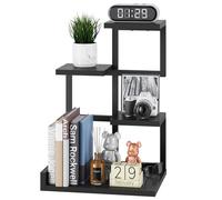 YMYNY Estante de Escritorio de Madera, Estante de Exhibición de Almacenamiento de 4 Capas, Pequeña de Acabado de Escritorio, con Marco Metálico, para Libros, Plantas, 31 x 24 x 44,5 cm, Negro HSR007B