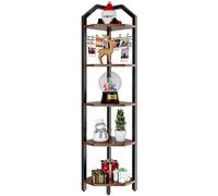 YMYNY Estantería Esquinera, Altura 176CM Estantería de 5 Niveles, Estante de Escalera, Mueble de Almacenamiento, Soporte para Planta de salón, Estilo Industrial, Marrón Rústico HBR006H