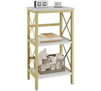 YMYNY Librería, Estantería de 3 Niveles, Estanteria Almacenaje, Mueble Organizador, para Salón, Dormitorio, Cocina, Oficina, Estilo Industrial, 40×29×75CM, Mármol Blanco y Dorado HST008W