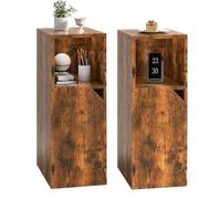 YMYNY Mesita de Noche Estrecha, Juego de 2, Mesa Auxiliar, Mesilla de Noche, Compartimento Abierto, Estante Ajustable, 24 x 29 x 62 cm, de Madera, para Dormitorio, Salón, Marrón Rústica HST016H-2