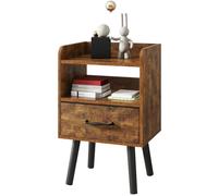 YMYNY Mesita de Noche, Mesa Auxiliar de Sofá, Mesa de Madera, Cajón con Tela Removible, Ripiano Abierto, 39x29x62 cm, para Dormitorio, Salón, Marrón HST021H
