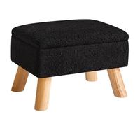 YMYNY Otomana de Almacenamiento, Reposapiés, Pequeño Taburete De Pie con Patas de Madera Resistente, Teddy Terciopelo Reposapiés con Asiento Acolchado, para Sala de Estar 40 ×30 ×28CM Negro HBD042B