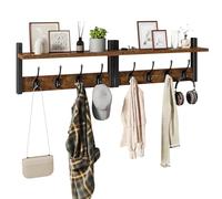 YMYNY Percheros de Pared, Estante de Pared con 8 Ganchos, Estante de Almacenamiento, Estante Mural de Pared, para Entrada, Dormitorio, Marrón Rústico y Negro（40 * 11 * 19.5）*2 HWS001H-2