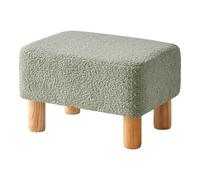 YMYNY Reposapiés Pequeño, Otomanas, Taburete Otomana Rectangular con Patas de Madera Estable, Taburete Bajo, Material de Terciopelo de Teddy, para Sala de Estar, Dormitorio 40×29×25CM Verde HBD030GR