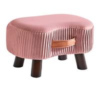 YMYNY Taburete De Madera Curvo Pequeño con Asa, Reposapiés Pequeño, Otomanas de Madera, Escabel para Sofá,para Dormitorio, Sala De Estar, 40 × 28 × 23CM, Rosa HBD021P