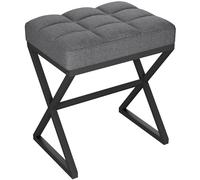 YMYNY Taburete de Maquillaje, Otomanas con Asiento de Lino, Patas de Metal en Forma de X, para Tocador, Salón, Dormitorio, Entrada, Pasillos 40x30x46CM Gris HBD033G