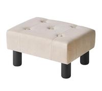 YMYNY Taburete Reposapies Salon, Reposapiés Otomana Rectangular de Tela de Lino, Pequeño Taburete Bajo Acolchado para Sillones, Adecuado para Salones, Sofás y Dormitorios, Beige HBD039Y
