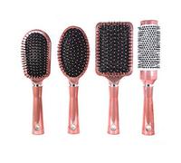 YMZ - Juego de 4 cepillos de pelo ovalados para masaje, cepillo redondo y antiestático, para desenredar el pelo, cepillo de cerdas para el pelo, color rosa