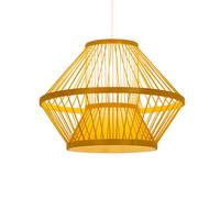YNAHZAOK Lámpara Colgante De Bambú De 38 Cm (15 Pulgadas), Lámpara De Techo De Ratán Tejido A Mano Estilo Boho Rústico, Iluminación Con Cable Ajustable Para Comedor, Cafetería, Hogar, Decoración