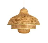 YNAHZAOK Lámpara Colgante De Bambú De Doble Capa Con Ala Ancha, Lámpara Colgante De Mimbre Tejida A Mano De Varios Niveles, Candelabro De Granja Vintage, Lámpara De Suspensión Ajustable E27