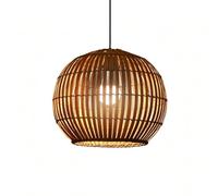 YNAHZAOK Lámpara Colgante De Bambú Natural Tejido, Lámpara Colgante De Ratán Con Forma De Globo, Iluminación De Techo Bohemia Hecha A Mano Con Luz De Suspensión Ajustable Para Sala De Té, Mesa
