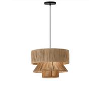 YNAHZAOK Lámpara colgante de cuerda de cáñamo natural estilo sudeste asiático, lámpara colgante de cuerda de cáñamo tejida a mano con línea de suspensión ajustable, base E27 para isla de cocina