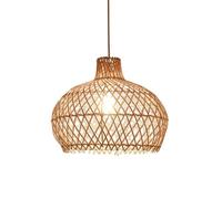 YNAHZAOK Lámpara Colgante De Mimbre Natural Tejido Con Celosía De Diamante, Lámpara Colgante De Ratán Tejida A Mano Con Cable Ajustable, Base E27, Lámpara De Techo Wabi Sabi Para Comedor, Entrada