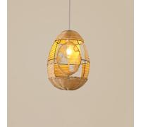 YNAHZAOK Lámpara Colgante De Ratán Con Forma De Huevo, Hecha A Mano, De Doble Capa, De Mimbre Hueco, Con Cable Ajustable, Para Comedor, Entrada, Cafetería, Estilo Wabi Sabi. Luminaria De Ratá