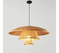YNAHZAOK Lámpara Colgante De Ratán De 23 Pulgadas Con Pantalla De Mimbre Tejida A Mano Y Cable De Suspensión Ajustable, Base E27, Ideal Para Sala De Estar, Dormitorio, Comedor, Cocina, Pasillo