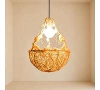 YNAHZAOK Lámpara Colgante De Ratán Natural Con Forma De Nido De Pájaro, Hecha A Mano, Con Cable Ajustable. Lámpara Colgante De Textura Orgánica Wabi Sabi Para Entrada, Pasillo, Cafetería O Salón