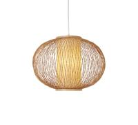 YNAHZAOK Lámpara Colgante Ovalada De Bambú Tejida A Mano, Lámpara De Mimbre Natural Con Cable De Suspensión Ajustable, Casquillo E27, Iluminación De Techo Estilo Granja Bohemia Para Isla De Cocina